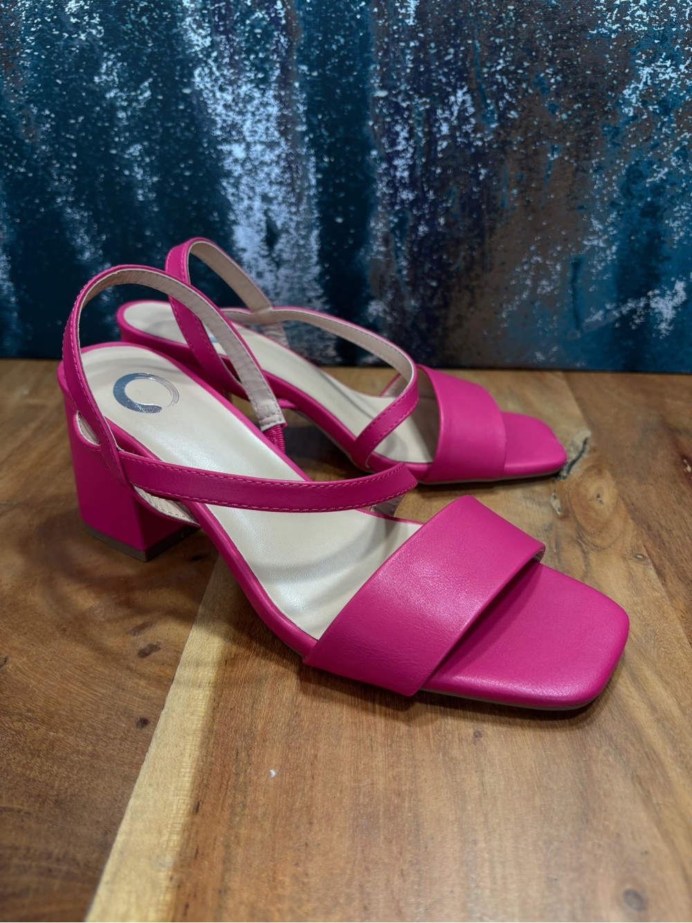 Journee Collection Barbiecore Lirryc Magenta Block Heel Sandals
